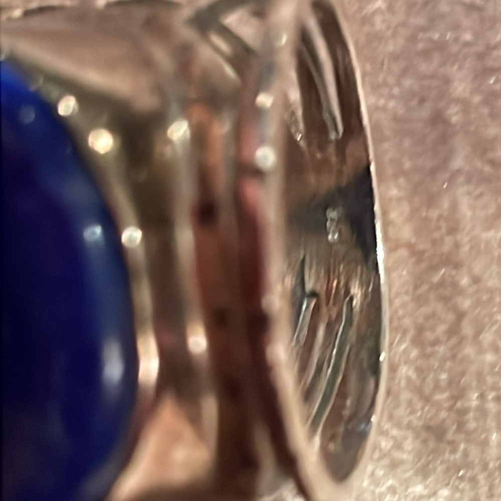 Enormous Lapis Lazuli Sterling Silver Cage Ring size 6 - Picture 3 of 9